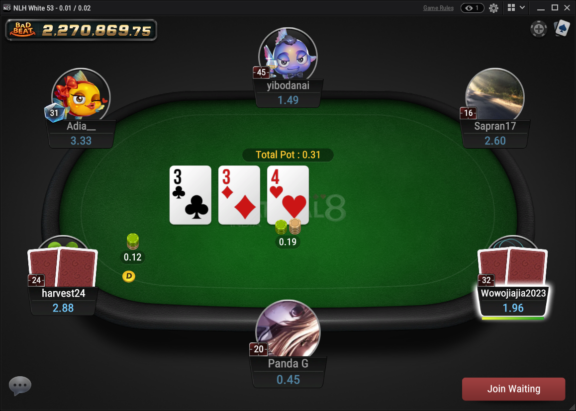 Natural8 India no limit holdem